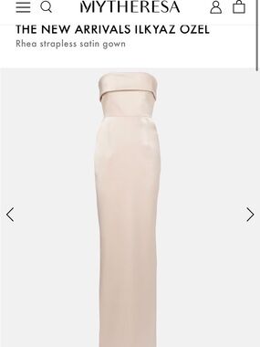 Ilkyaz Ozel Rhea Strapless Satin Maxi Gown in Blush